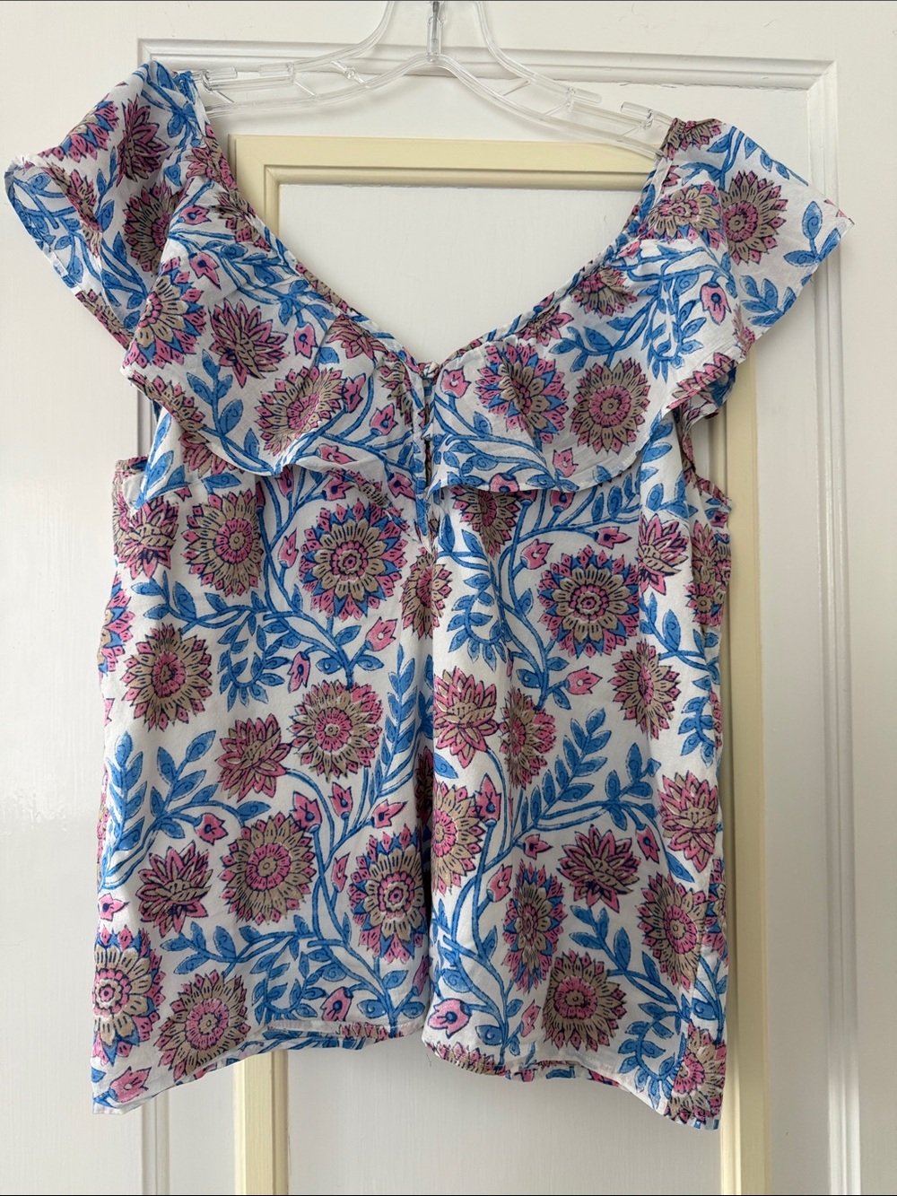 Floral Ruffle-Trim Top